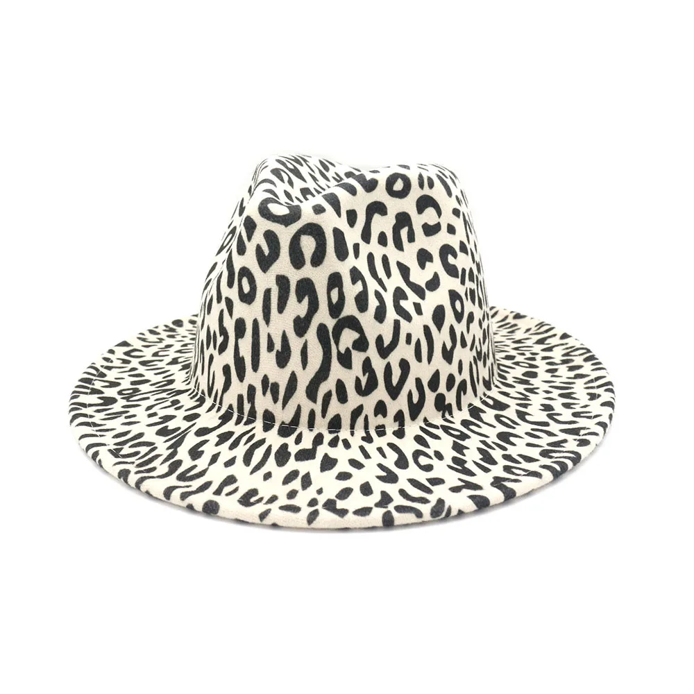 Осенне-зимняя леопардовая Женская Солнцезащитная шляпа мужская фетровая шляпа Классическая широкополая фетровая мягкая женская шляпа в форме колпака, Кепка из имитации шерсти