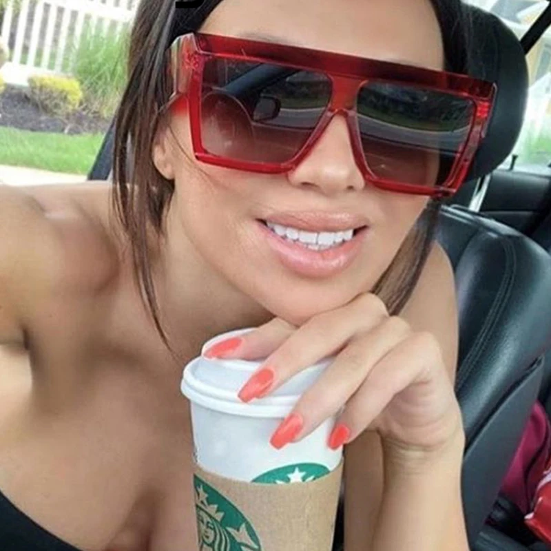 

Vintage Square Sunglasses Women 2018 Brand Designer Female Male Black Red Blue Big Frame Eyewear Gradient Lens UV400 Mens Shades