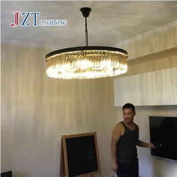 

Z American Style Luxury Crystal Chandelier Iron Retro Round LED Lamp For Villa And Study Room Livingroom Lighting Fixture