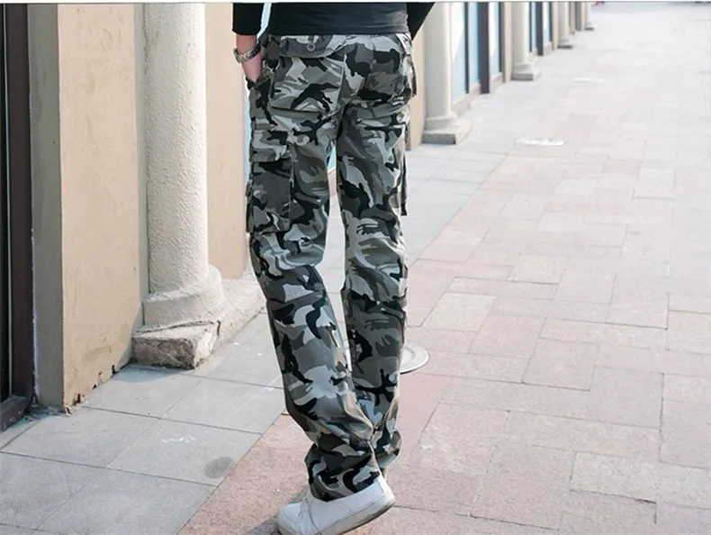 Новое поступление, высококачественные мужские камуфляжные повседневные брюки-карго, военные камуфляжные рабочие брюки с несколькими карманами для мужчин, Pantalones Hombre