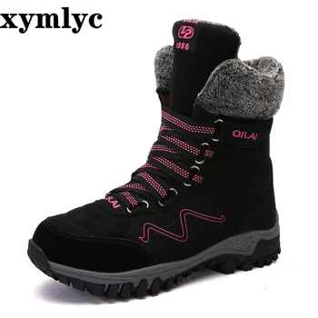 

Women Boots High Quality Leather Suede Winter Boots Women Keep Warm Lace-up Waterproof Snow Boots mujer winter boots