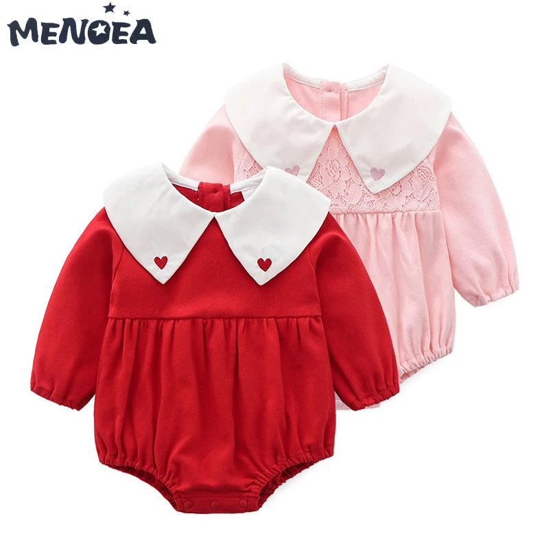 

Menoea Baby Rompers Spring Cute Newborn Baby Girls Clothes Solid Love Embroidery Long Sleeve Girls Rompers Kids Baby Clothing