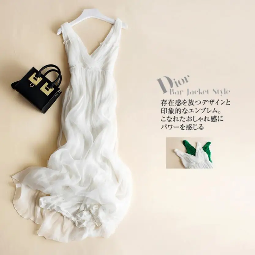 white flowing dress
