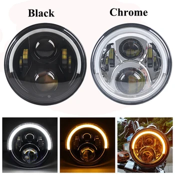 

1Pc 60W 7" Waterproof LED Projector Headlight Hi/Low Beam H4 with DRL for Jeep Wrangler JK 2 Door,for Motorbike Electra Glide