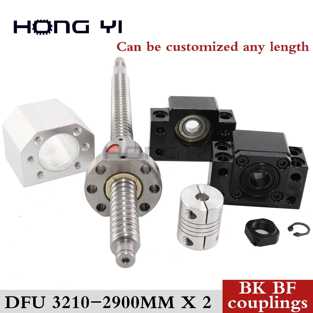 

32mm linear rolled 3210 lead ballscrew ballnut set 2pcs DFU3210 ball screw L 2900mm + double ball nut for DIY CNC