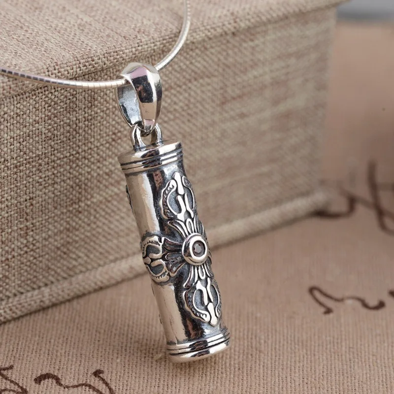 

2019 Slide Fairy Real Ammonite,ammolite The Golden Deer S925 Antique Style Mantra Six Words Honk Box Pendant Thai Wholesale
