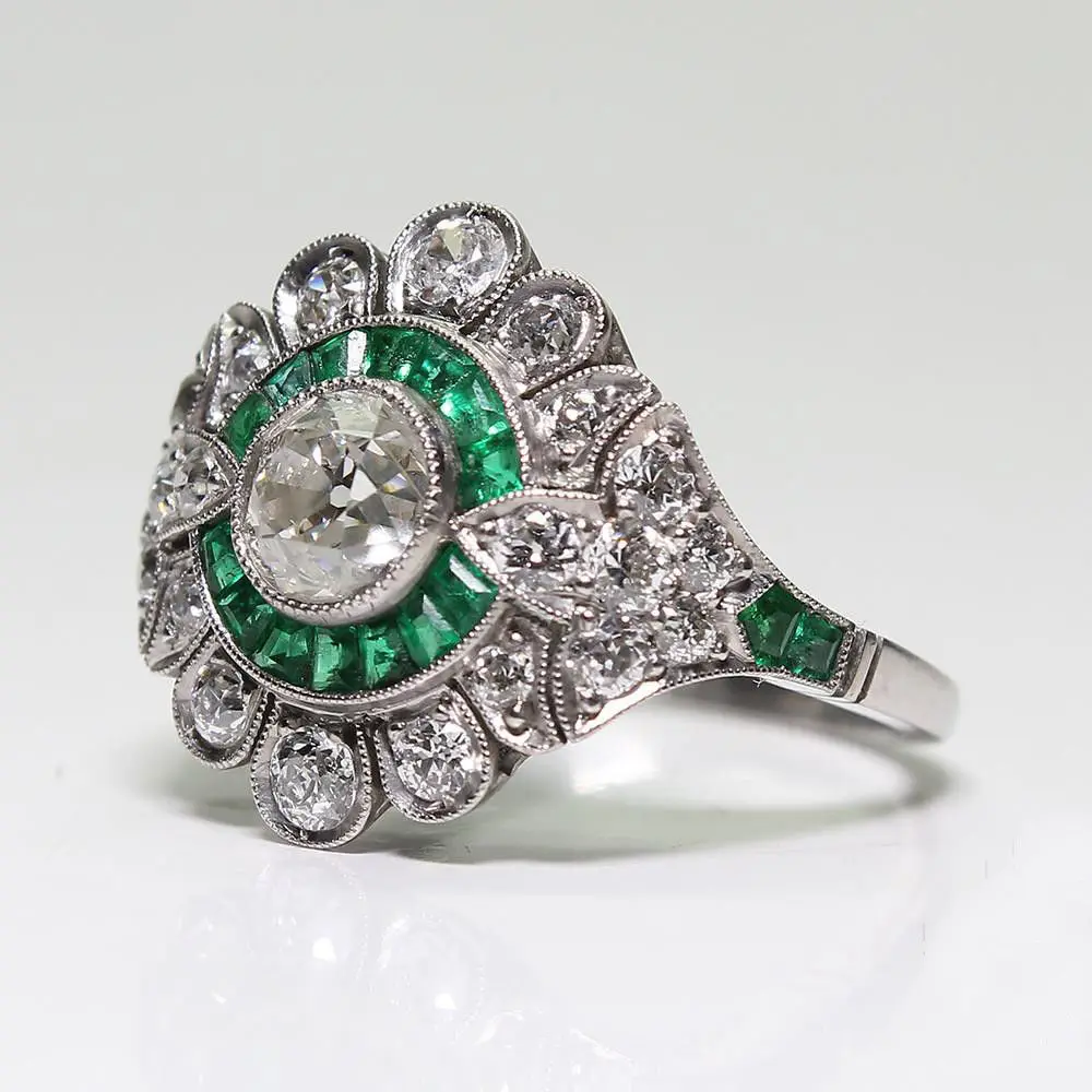 Bamos, милое мужское женское зеленое кольцо на палец, роскошное кольцо с большим камнем, обручальные кольца для мужчин и женщин, обручальные кольца