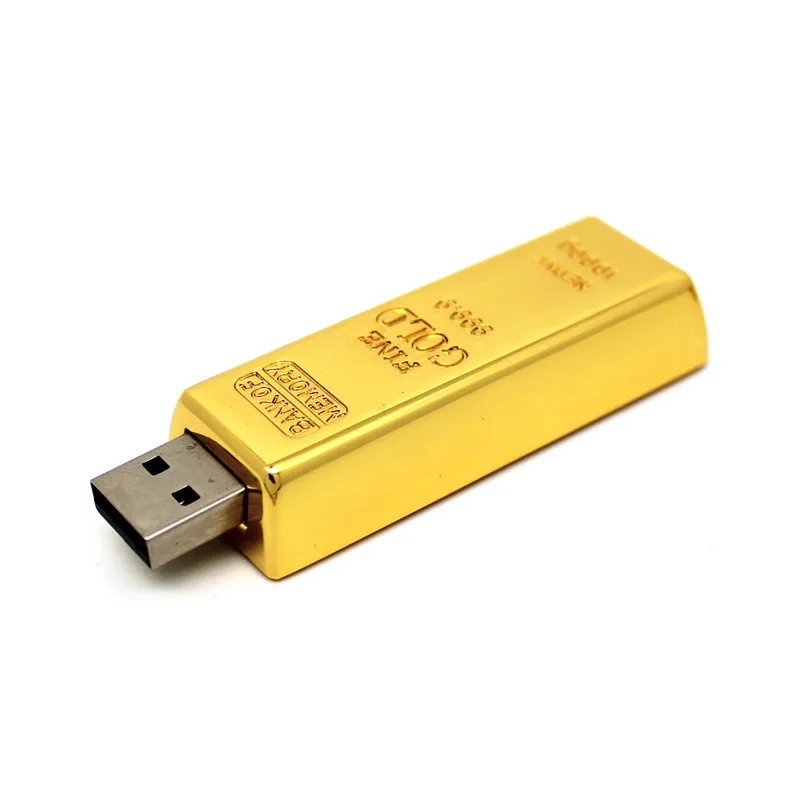 Металлический USB флэш накопитель в виде золотых полос/кирпичной модели флеш