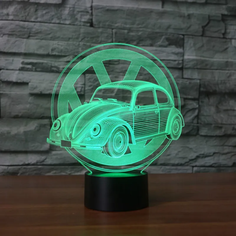 7 цветов Изменение Жук автомобиль модель 3D Led Настольная лампа Usb Сенсорная кнопка автомобиля ночные светильники творческие подарки Декор