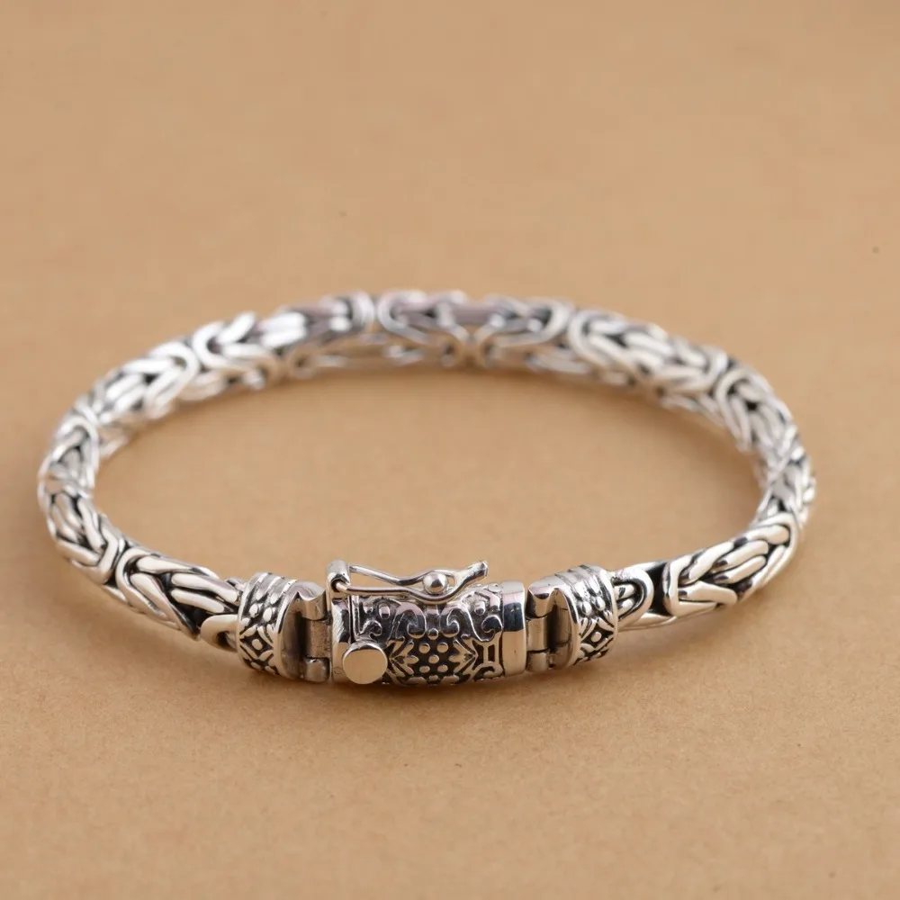 Настоящие браслеты из стерлингового серебра 925 пробы для мужчин, модные ювелирные изделия, винтажный панк браслет 20 см, модные ювелирные изделия, лучшие подарки на день отца