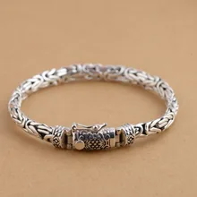 Настоящие браслеты из стерлингового серебра 925 пробы для мужчин, модные ювелирные изделия, винтажный панк браслет 20 см, модные ювелирные изделия, лучшие подарки на день отца