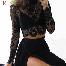 Сетчатый топ, белая женская Сексуальная кружевная короткая укороченная футболка, Топы, Прозрачная майка Harajuku Camisas Femininas, Клубная одежда 18Jan21