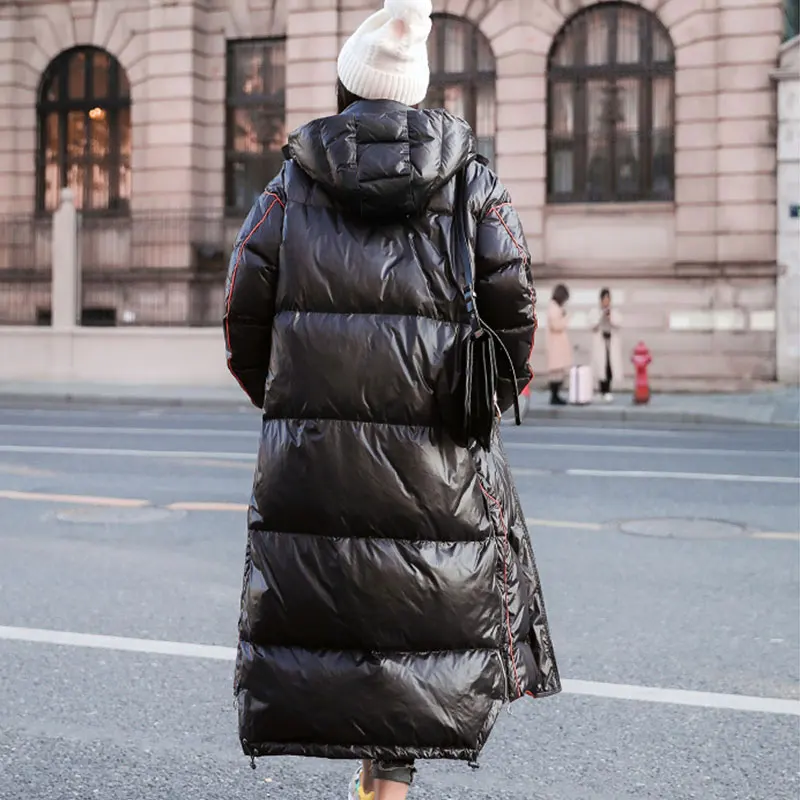 Длинная зимняя куртка, женское Стеганое пальто, длинная яркая хлопковая парка для женщин размера плюс, свободная молния, Толстая теплая верхняя одежда, Корейская 878