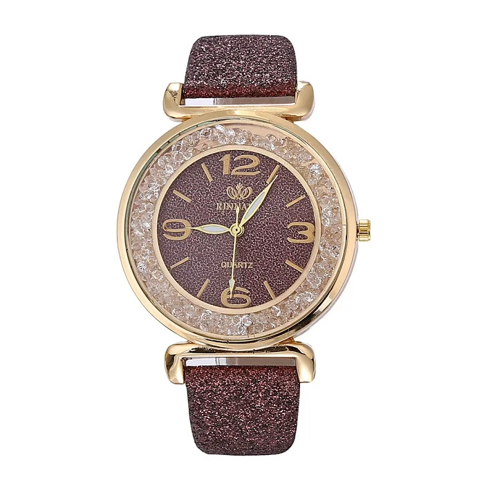 Лучшие продажи, модные женские часы, роскошные хрустальные стразы из нержавеющей стали, кварцевые наручные часы, Прямая поставка, relogio - Цвет: brown