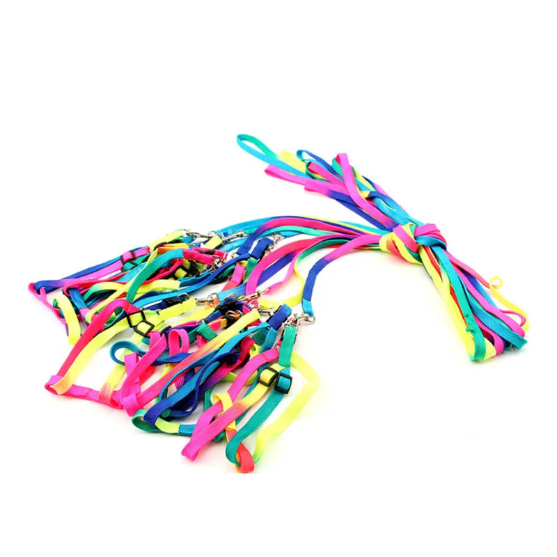 

Colorful Rainbow Walking Harness Lead Dog Collar Pet Products 1 PC 120CM Nylon Durable Traction Rope