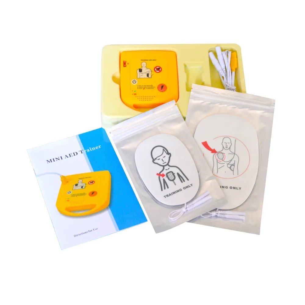 New Electronic Mini AED Simulation/Trainer First-aid Device External Defibrillator Teaching Machine In French+1 CPR Face Shield