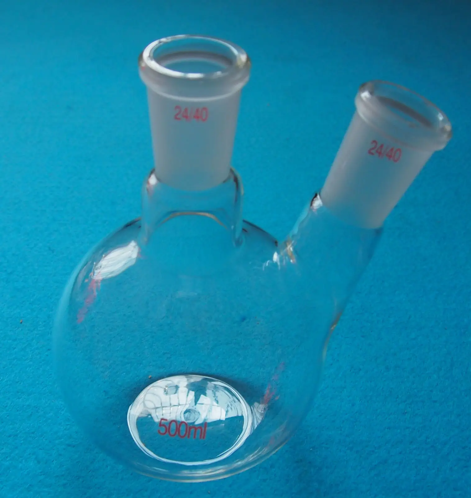 

500ml,2-Neck,24/40,Plat Bottom Glass Flask,Two Necks,Laboratory Chemistry Vessel