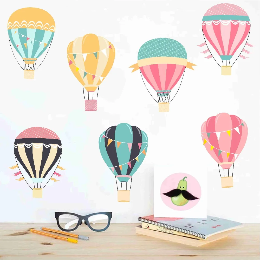 

Wall Decal For Kids Nursery Bedroom Vinyl Wall Sticker Cartoon Home Decor Removable Wallpaper Color Fire Balloon Self Adhesive
