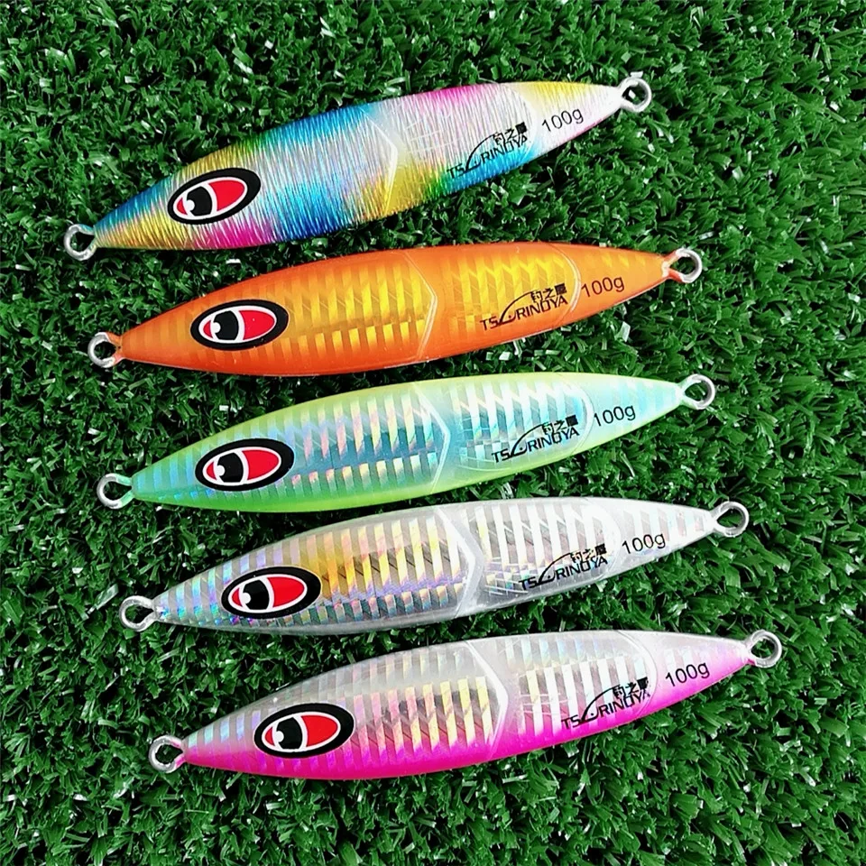

Tsurinoya 5PCS 40g 60g 80g 100g Deep sea Metal Jigging Glow Slow Jig Night Fishing Jigging Lure Jig wobblers