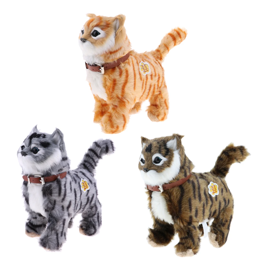 Walking Stuffed Animal Soft Plush Cat Toy with Sounds and Music, Interactive Electronic Pet, Battery Powered