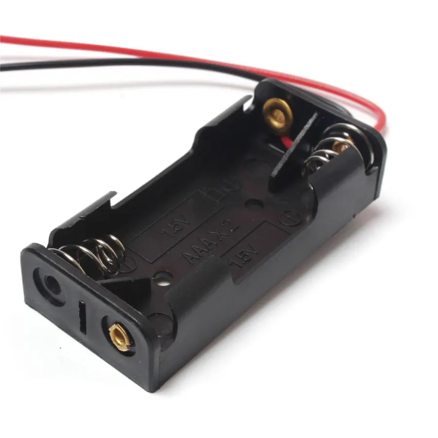 5 pcs 5 AA 2A 14500 Cells Battery Clip Holder Box Case With Wire Lead Black