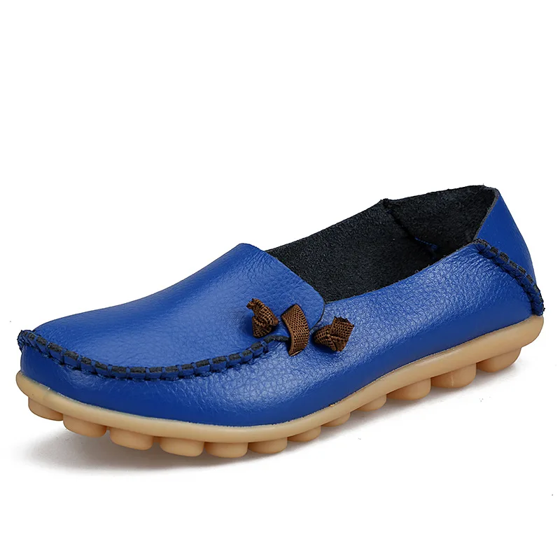 BEYARNE/дышащая женская обувь из натуральной кожи; коллекция года; модная повседневная обувь на плоской подошве со шнуровкой; нескользящая Уличная обувь в горошек; большие размеры - Цвет: Sapphire blue