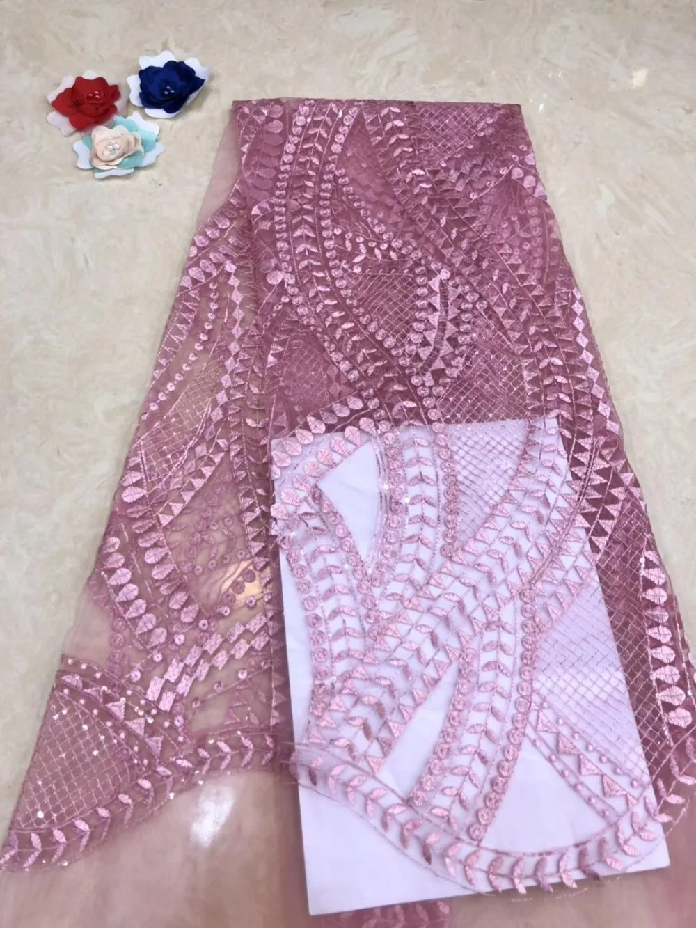 

African Lace Fabric For Wedding Dress High Quality French Lace Fabric With Sequins Fashion Nigerian Lace Fabric