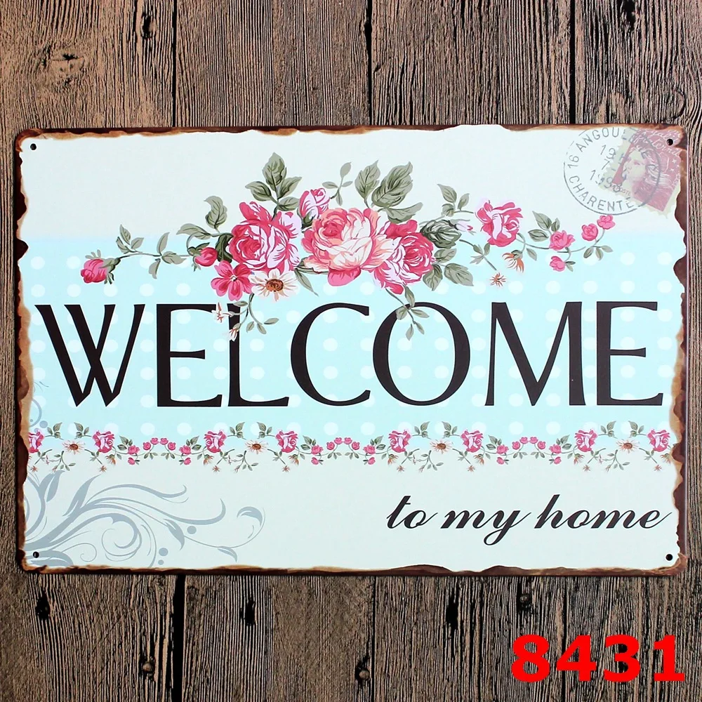 

WELCOME TO MY HOME Printing Metal Plaque PUB Wall Sticker Art Painting Tin Signs bedroom Wall Sticker 20X30CM