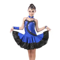 Бесплатная доставка Обувь для девочек Сексуальная нижней части спины Костюмы для латиноамериканских танцев жгут платье Для детей