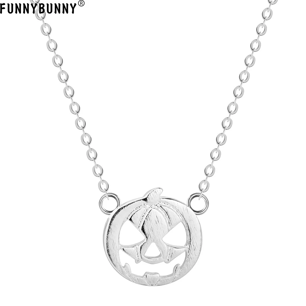 

FUNNYBUNNY Silver Fashion Halloween Pumpkins Lantern Pendant Necklace Women Girls Gift Party favors