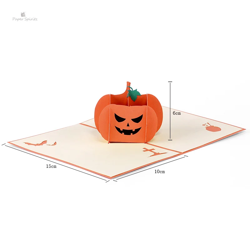Us 284 30 Offthe Vintage Halloween Day All Saints Day 3d Pop Up Gift Cards Origami Kirigami Greeting Cards Postcards Paper Pumpkin Lamp In Cards