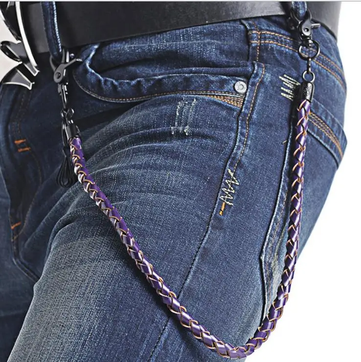 Zalzyywb панк джинсы PU ремень вязаный сплав покрытие цепи для брюк Мода DIY талии аксессуары для мужчин хип-хоп уличные цепи для брюк