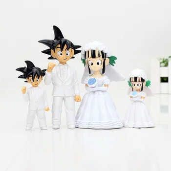 

7.5cm 11cm Dragon Ball Z Figure New Japan Anime Dragon Ball Goku ChiChi Wedding PVC Figure Toys