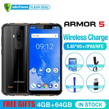 Ulefone Armor 5 Waterproof IP68 NFC 5.85 HD+ Mobile Phone MT6763 Otca-core Android 8.1 4GB+64GB Wireless charge Face ID 5000mAh"