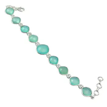 

Genuine Cut Chalcedony Bracelet 925 Sterling Silver, 21 cm, MHBB0158