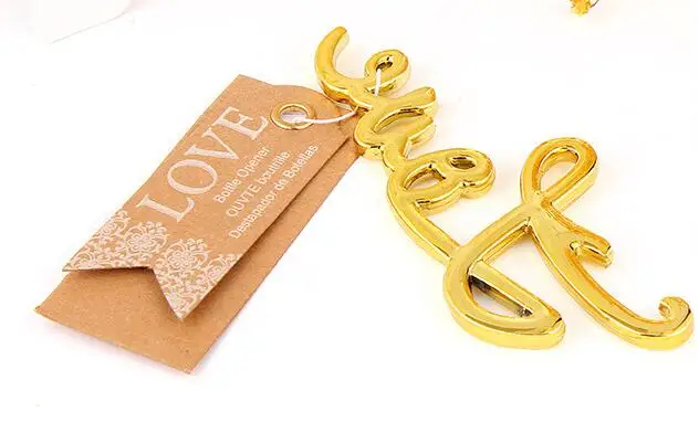300pcs/lot New Arrival Antique Gold Love Design Bottle Opener With Burlap Bag Wedding Shower Gift Favors Personalized Souvenirs