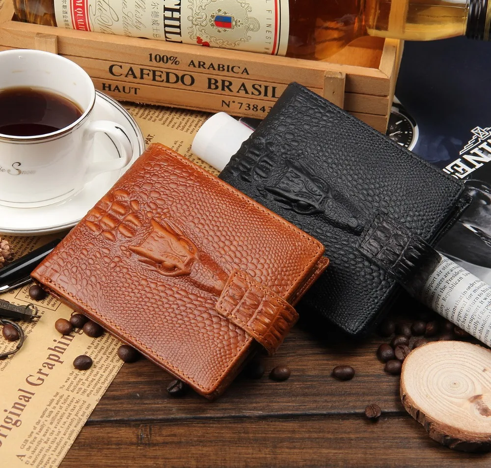newest models high quality men s Genuine Leather short section dark button font b money b