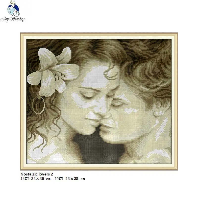 

Joy Sunday Nostalgic Lovers Pattern Cross Stitch kit DIY Hand Made DMC Cotton Thread Embroidery set Home Decoration Send Gift