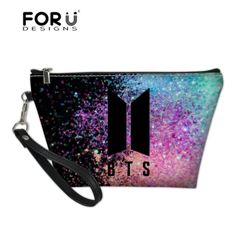 

FORUDESIGNS Kpop BTS Bangtan Printing Make Up Case for Women Makeup Pouch Travel Organizer for Cosmetics Toiletry Bag Female