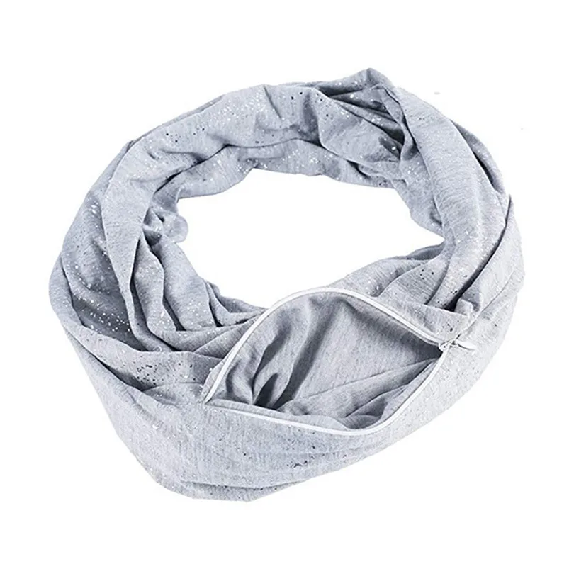 Women Loop Scarf Infinity Wrap Hidden Zipper Pocket Warm Travel Couple Scarves Winter Warm Solid Ring Blanket Wrap Shawl D20 (8)