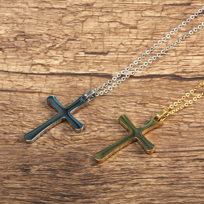 

Stainless Steel Cross Simple Necklace for Men Women Silver Crucifix Jesus Pendant Necklaces Gift for Women Men