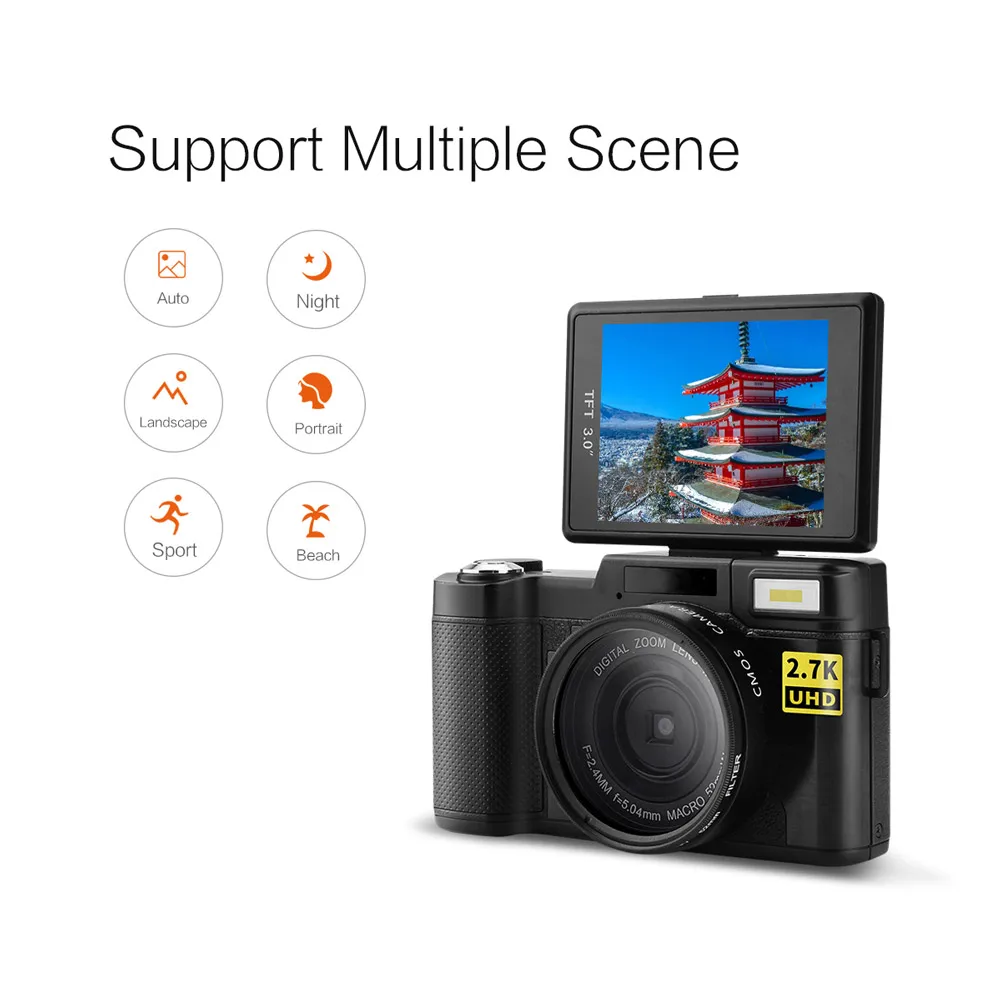

Digital Camera Camcorder HD Display 3 Inch Portable 4x Zoom with Flip Screen New Arrival