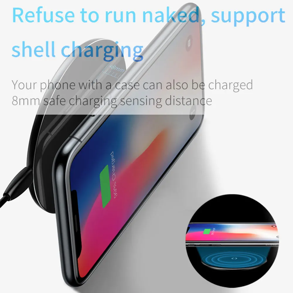 CASEIER Qi Беспроводное зарядное устройство для iPhone 10 XR XS MAX X Ультра тонкое быстрой