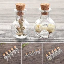 5pcs/pack Mini Transparent Glass Empty Sample Jars Wishing Bottle Empty Storage Vials DIY Pendants Cork Stopper Home Decoration