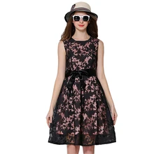 2016 New Fashion Leisure Women font b Dress b font Vestidos Elegant Printing Lace Summer Style