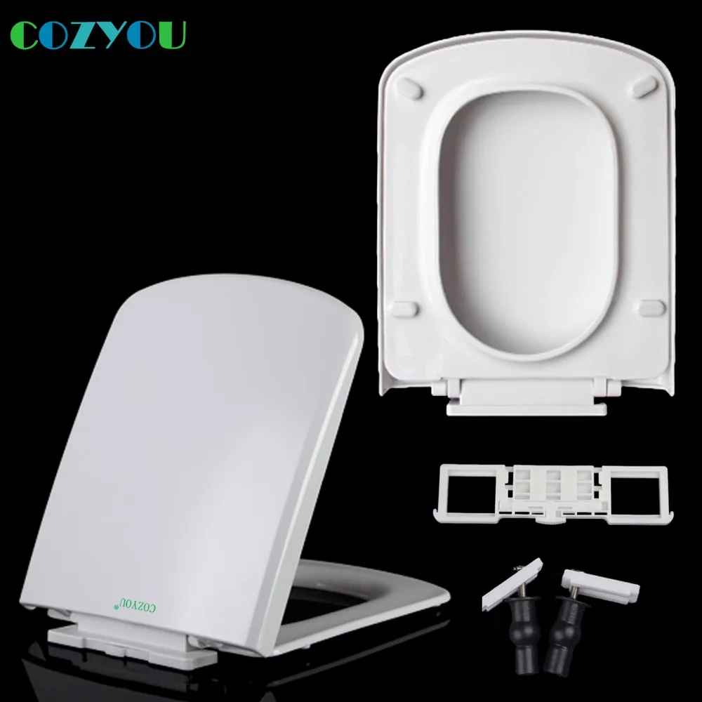 Rectangle Toilet Seat Soft Close Quick Release Pp White Easy Clean Slow