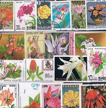 

50Pcs/Pack Flowers All Different From Many Countries NO Repeat Unused Postage Stamps for Collecting