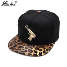 MissFox хип хоп 18 К позолоченный пистолет мужские головные уборы уличная летняя шляпа плоские полями крокодиловый узор ПУ кожа мужские головные уборы