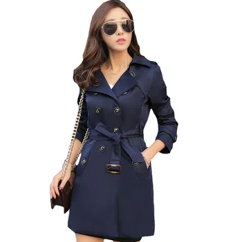 

Fashion Women Windbreaker Coats 2018 Spring Autumn Casual Loose Long Outwear Double Breasted Belted Plus Size Trench YP0904