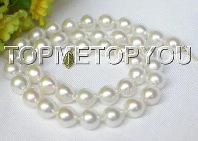 

Free Shipping>>new hot GENUINE 17" BAROQUE 10MM WHITE SOUTH SEA PEARL NECKLACE 14KT E278